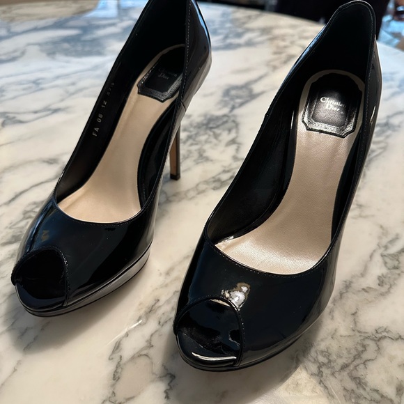 Dior black patent leather peep toe pumps - Picture 1 of 5